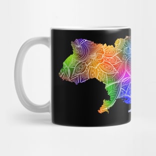 Colorful mandala art map of Ukraine with text in multicolor pattern Mug